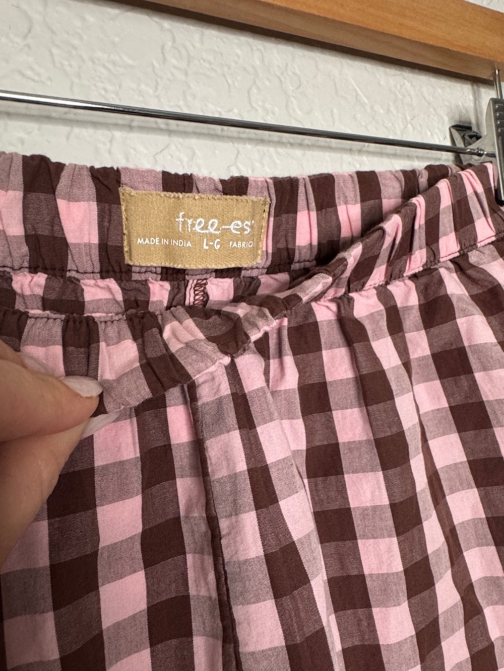 Free People Summer Spice Brown Pink Combo Checkered Large Set Outfit Vacay - Picture 6 of 8